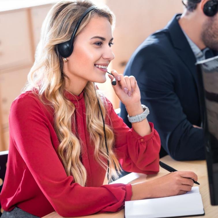 customer support representative wearing headset